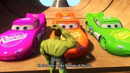 Cars Songs For Kids ♪ There's a Hole in the Bottom of the Sea ♪ Cars Green and Pink Lightning McQueen