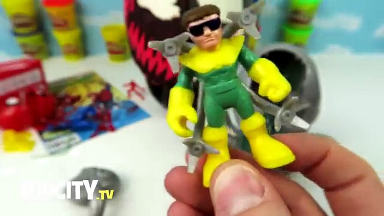 Spiderman vs Venom vs Carnage Superhero Battle Play - Doh Surprise Egg w/ Spiderman Toys - Clip 18