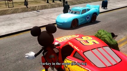 Cars Songs For Kids ♪ Turkey in the Straw ♪ Mickey Mouse and Hulk McQueen