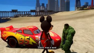 Spiderman Car For Kids - The Green Grass Grows all Around -  Fun Incredible Hulk & Mickey Mouse