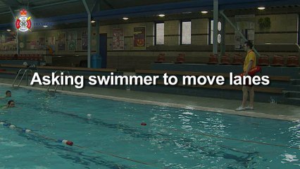 30 Asking swimmer to move lanes