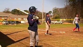 Lexy Lindsey at bat - Hits triple in Franklin County Tournament - Red Bay Lady Tigers JV Softball