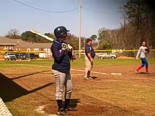 Lexy Lindsey at bat - Hits triple in Franklin County Tournament - Red Bay Lady Tigers JV Softball