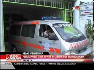 Penumpang Ojek Tewas Tertabrak Transjakarta