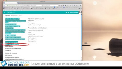Insérer une signature sous outlook.com