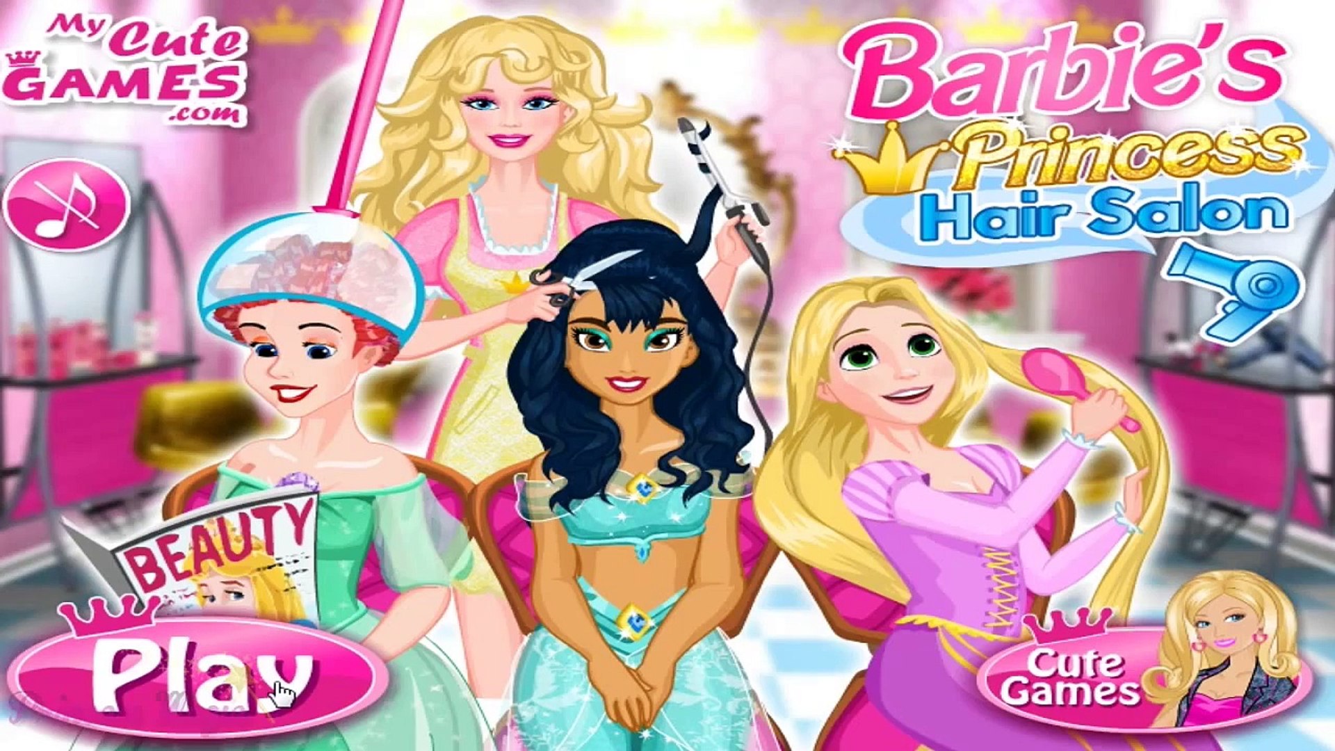 Barbies Princess Ariel Hair Salon Cartoon Disney Baby Video Game