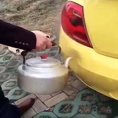see hot water on car and see what happaned