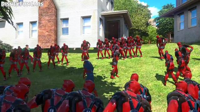 DEADPOOL vs SPIDERMAN superheroes fight & Frozen Elsa w/ McQueen cars rhymes songs for kid