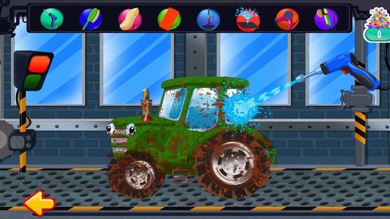 Мультики про машинки - Car Wash -  Гараж - Машины на Автомойке - Трактор, Пожарная машина