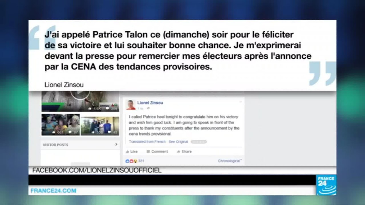 Bénin : Lionel Zinsou annonce sa défaite aux présidentielles face à Patrice Talon