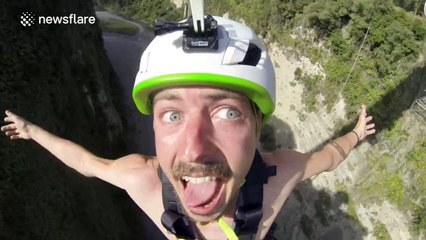 British tourist freaks out on canyon swing