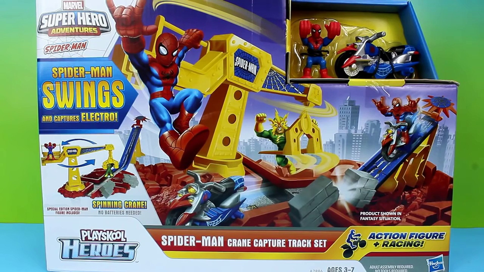 Playskool heroes Marvel Adventures Spider Man Crane Capture Track Set with  Electro Just4fun290 – Видео Dailymotion