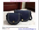 Mulberry Tessie Satchel Steel Blue leather With Rivets Replica for Sale