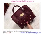 Mulberry Cara Delevingne Bag with Rivets Oxblood Real Leather Replica for Sale