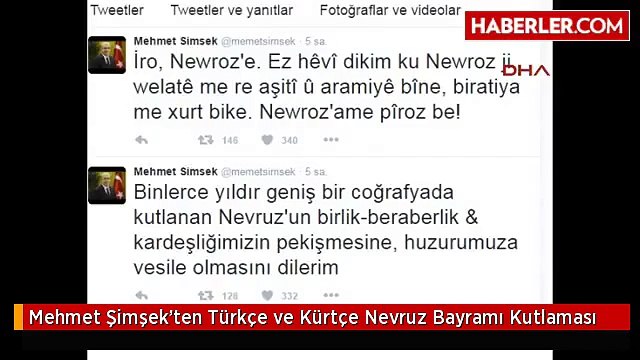Mehmet Şimşek'ten Türkçe ve Kürtçe Nevruz Bayramı Kutlaması