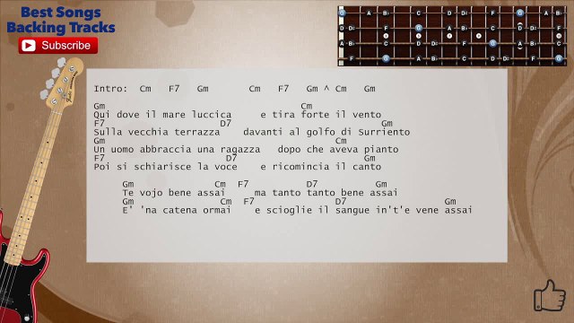 Caruso - Dalla _ Pavarotti _ Bocelli _ Groban Bass Backing Track with scale, chords and lyrics