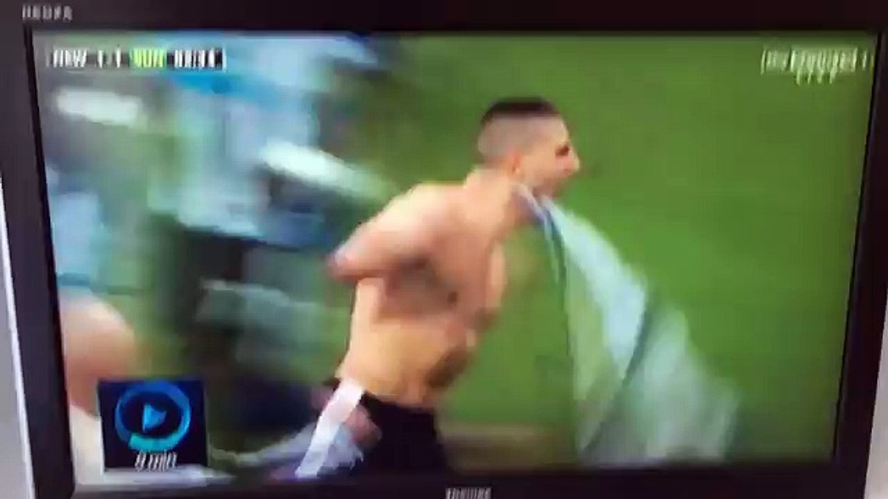 Hincha entró a celebrar gol y sufrió esta caída