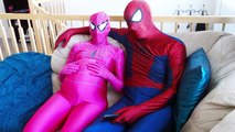 Spiderman & Pink Spidergirl Pregnant w/ Frozen Anna! Spiderbaby is born! Superhero Fun in Real Life