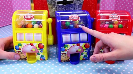 GUMBALL MACHINES Toys Dubble Bubble Red, Yellow & Blue Bubble Gum Toys + Surprise Coin Mac