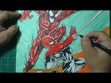 Spidey vs Carnage vs Venom. color by Ozzy Longoria