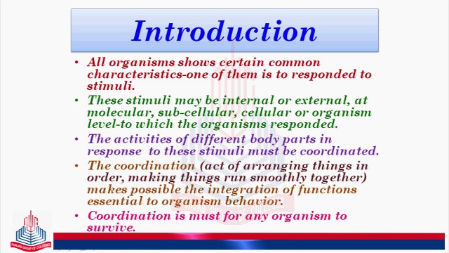 Introduction , Unicellular Coordination & Multi cellular Coordination