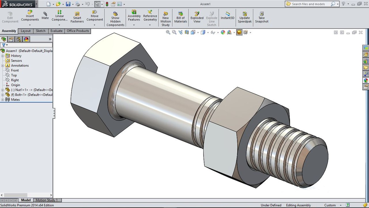SolidWorks Tutorial Bolt and Nut Animation