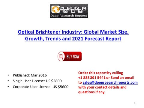 Optical Brightener Market Global and Chinese (Capacity, Value, Cost or Profit) 2021 Forecasts