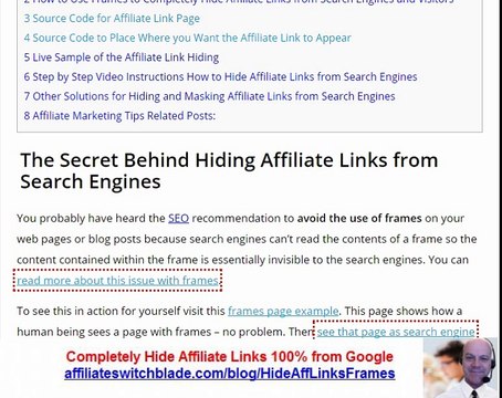 The Secret Behind Hiding Affiliate Links from Search Engines