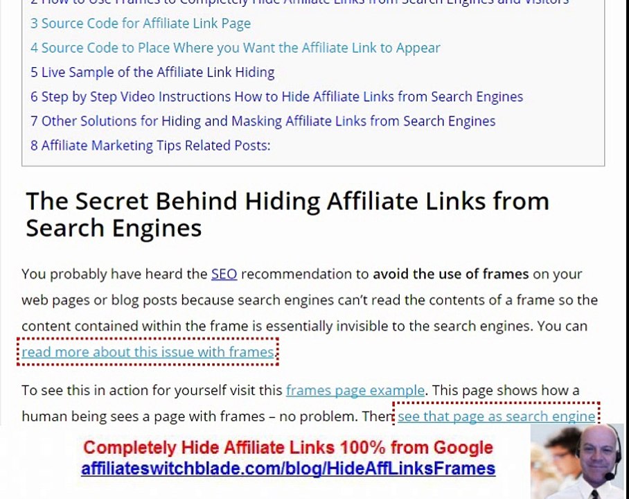 The Secret Behind Hiding Affiliate Links from Search Engines
