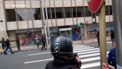 Police vehicles heading to Maalbeek metro station shortly after explosions