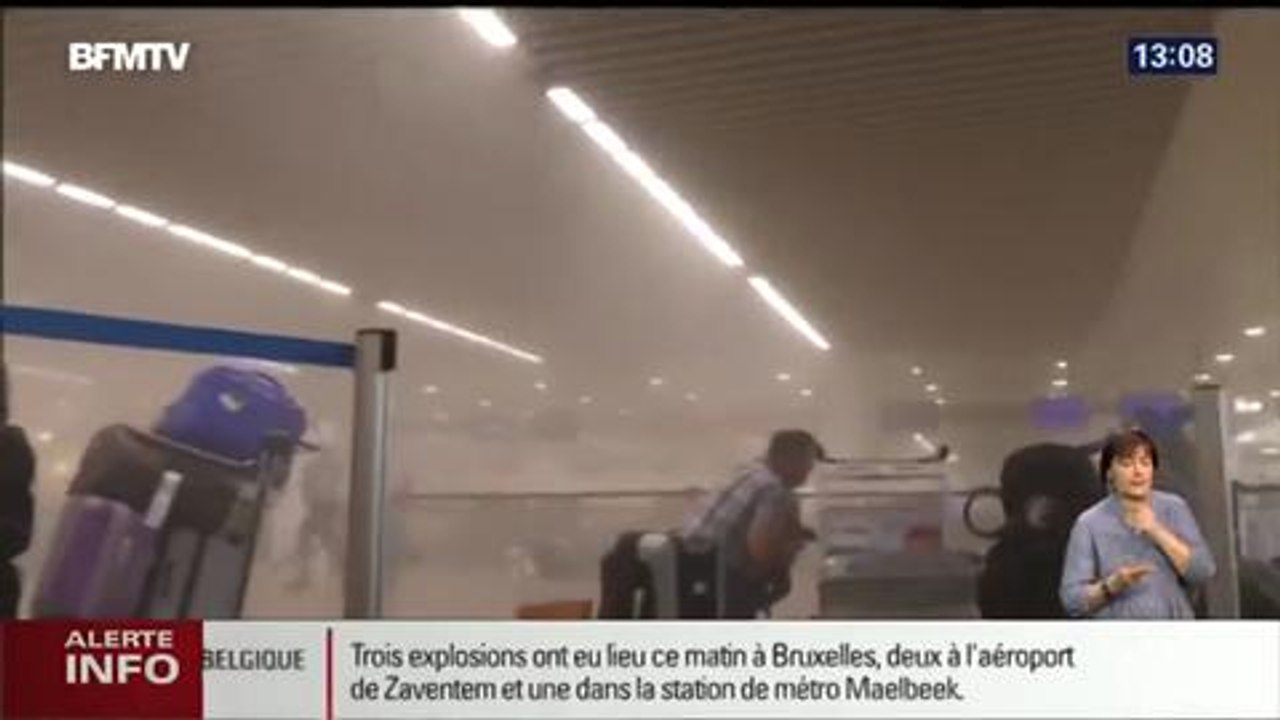 De la fumée, des cris, les images de l"aéroport après la double explosion