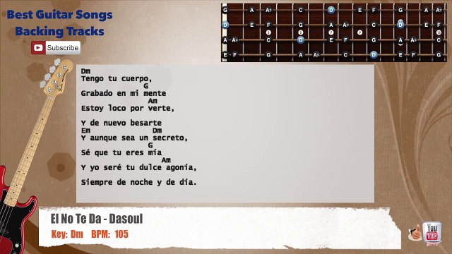 El No Te Da - Dasoul Bass Backing Track with scale, chords and lyrics