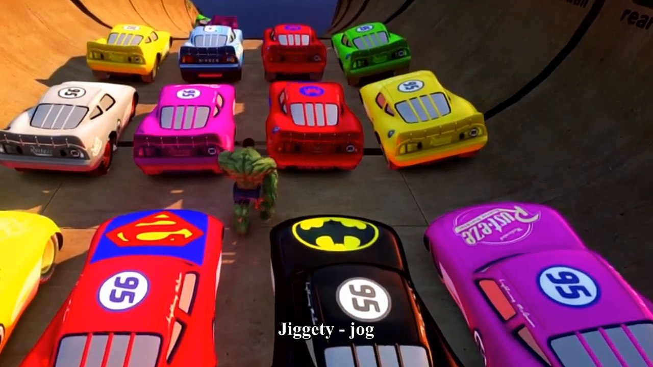 Spiderman Songs Lyrics ♫ To Market To Market ♫ HULK Cars Pink, Blue, Yellow smashed