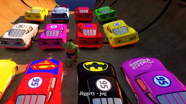 Spiderman Songs Lyrics ♫ To Market To Market ♫ HULK Cars Pink, Blue, Yellow smashed