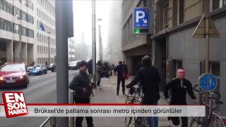 Brüksel'de patlama sonrası metro içinden görüntüler
