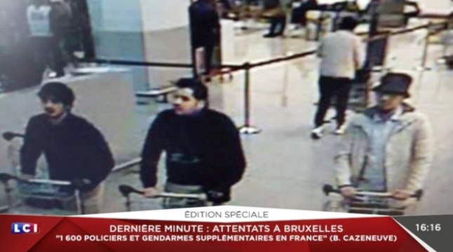 La photo des trois suspects des attentats de Bruxelles. -ZAP ACTU du 22/03/2016