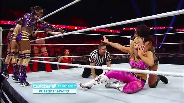 Natalya, Brie Bella, Nikki Bella, Cameron & Naomi vs. AJ Lee, Aksana, Layla, Alicia Fox & Tamina- Ra 24 March 2016