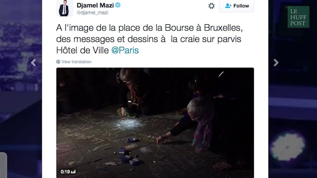 À Paris, comme à Bruxelles, des messages de paix sont écrit à la craie sur le sol