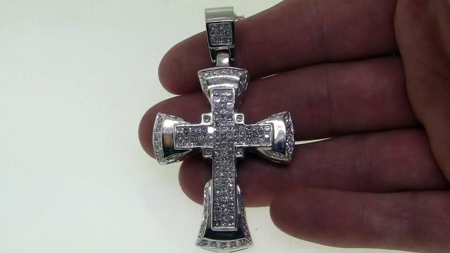 5.62 Carat Invisible Princess Cut Diamond Cross Pendant 1737-B