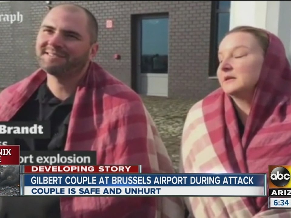 Gilbert couple at Brussels Airport during attack