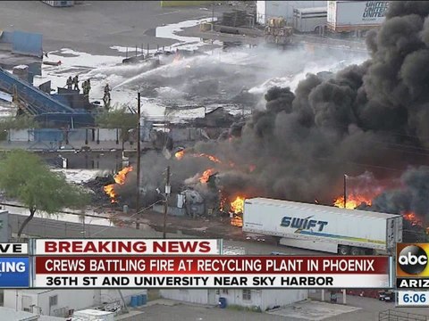 Recycling plant on fire in Phoenix