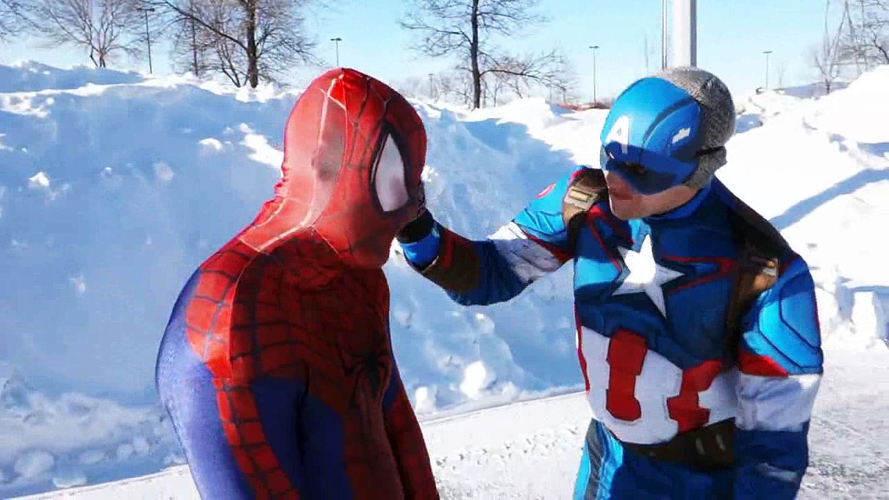 Spiderman vs Captain America in Real Life Giant ball Superhero Playtime Movie