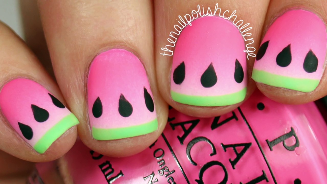 Watermelon Gradient Nail Art DIY __ KELLI MARISSA