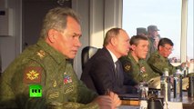 RAW- Putin watches Russian army bomb the hell out of a military polygon
