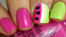 Watermelon Nail Art Using French Manicure Guides __ THE NAIL POLISH CHALLENGE