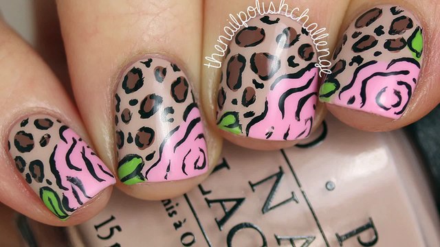 DIY Easy Floral Leopard Nail Art Look