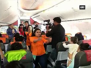 SpiceJet crew celebrates Holi inside aircraft before take off