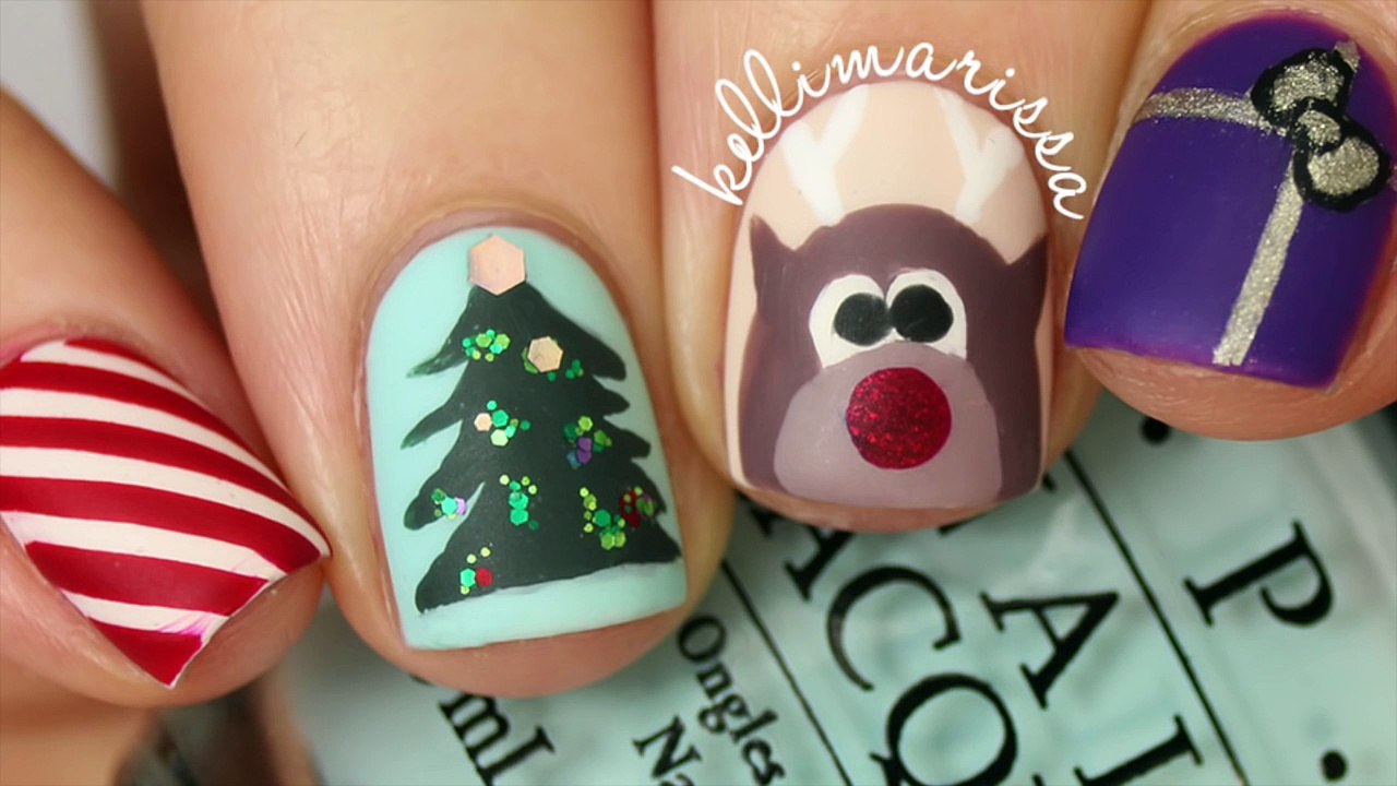 4 CHRISTMAS NAIL ART DESIGNS! (EASY) _ Festive Nail Art Ideas for Christmas - Creative Christmas Nail Designs - Best, Easy & Simple Christmas Nail Art Designs & Ideas