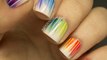 Easy DIY Vertical Gradient Rainbow Nail Art _ Striped Rainbow Water Marble Nail Art Tutorial