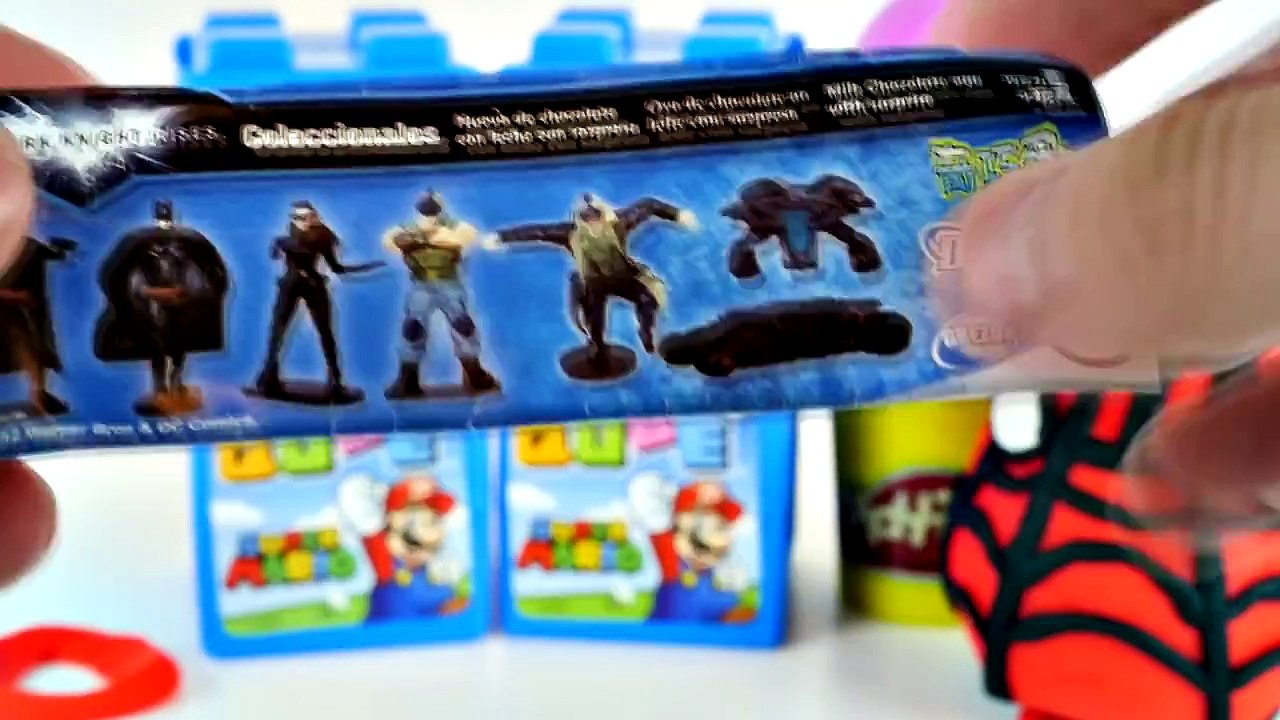 New MARIO Surprize Cubes Play Doh Spiderman + Disney Princess Surprise Eggs by DCTC